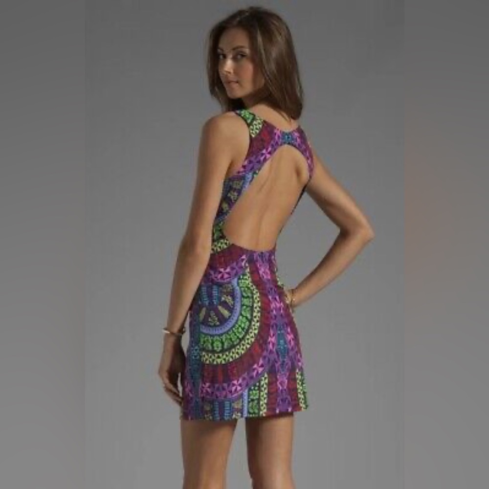 Mara Hoffman Medicine Wheel Navy Printed Open Back Dress Size 4